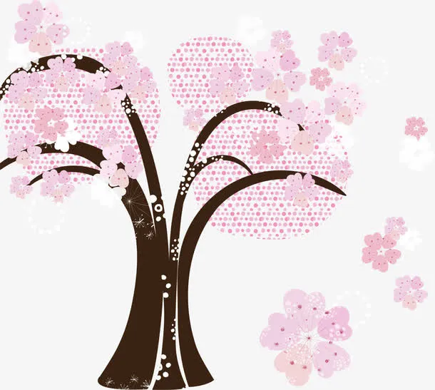 浪漫樱花树免抠