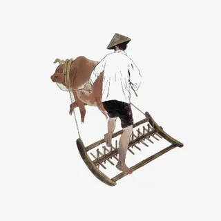 水墨画农耕免抠