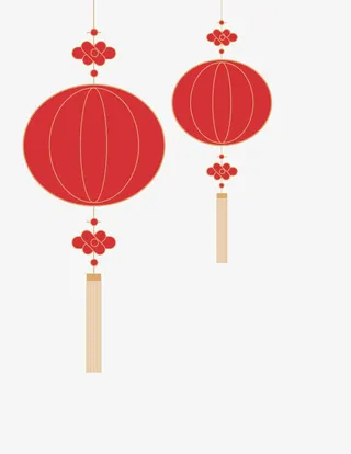 新年手绘卡通装饰海报设计灯笼免抠