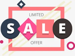 粉色简约sale促销标签免抠