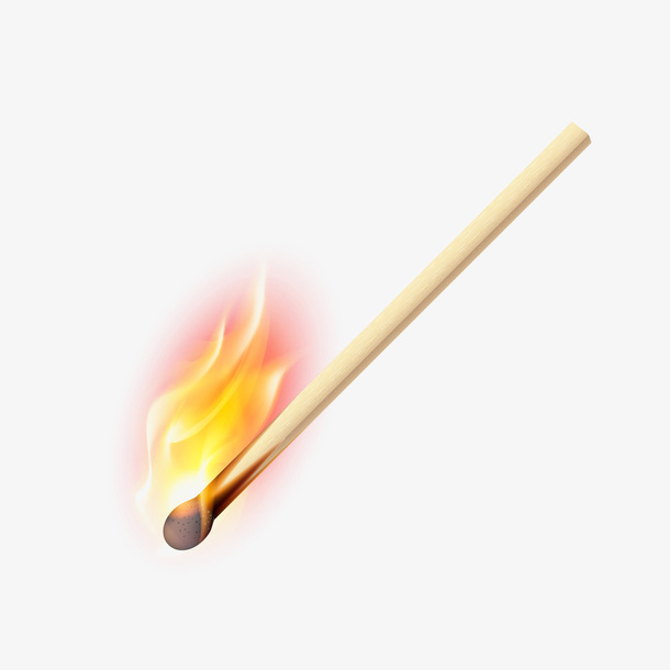 手绘燃烧的火柴免抠