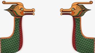 绿色龙纹龙舟创意免抠