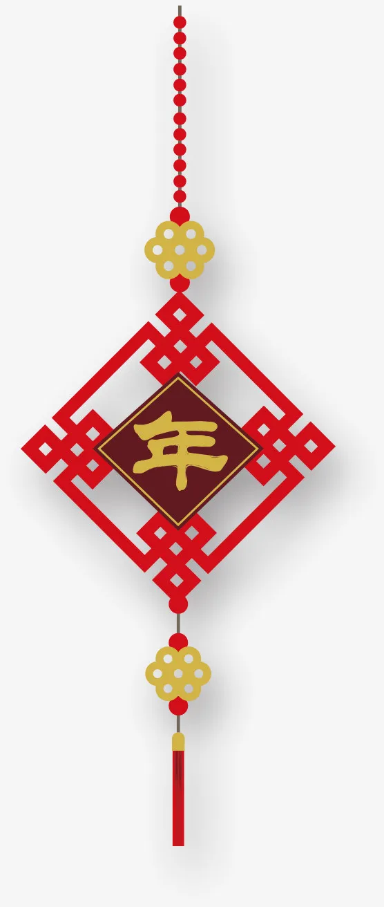 红色中国风新年挂件免抠