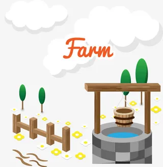 卡通农场风景免抠