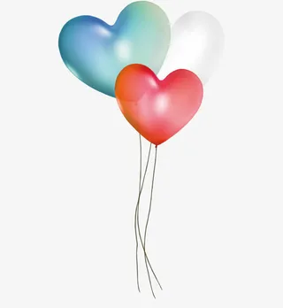 三个心形气球免抠