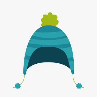 手绘卡通蓝色护耳针织帽免抠