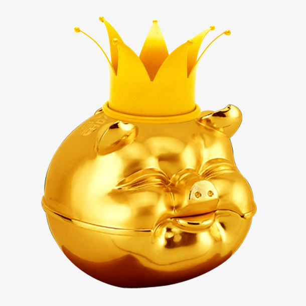 猪年皇冠金猪储蓄罐元素免抠
