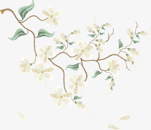 白色清新花枝免抠