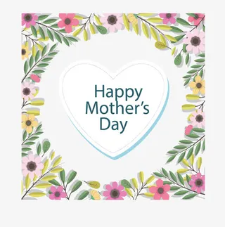 爱心母亲节快乐花朵边框免抠