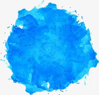 天蓝色水彩涂鸦免抠