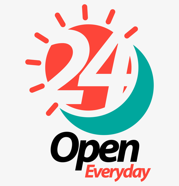 创意24小时营业图标设计免抠