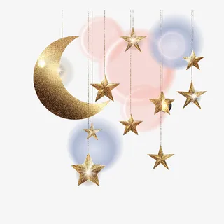 色彩斑斓的星星灯串免抠