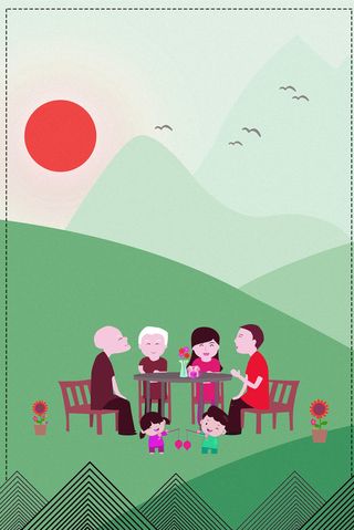 卡通手绘重阳节展板高清