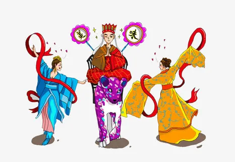 卡通骑老虎的唐僧免抠