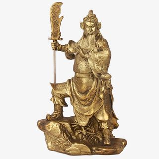 武财神关公关羽铜像免抠