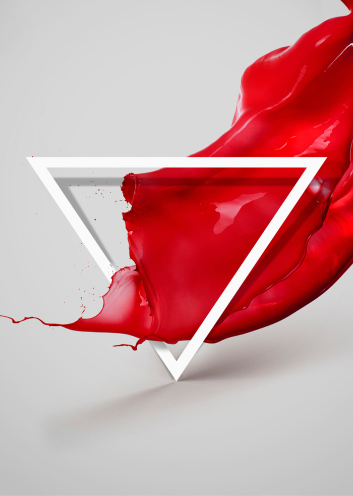 红色颜料几何图案平面广告高清