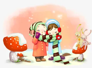 卡通韩式田园插画PSD分层素材免抠