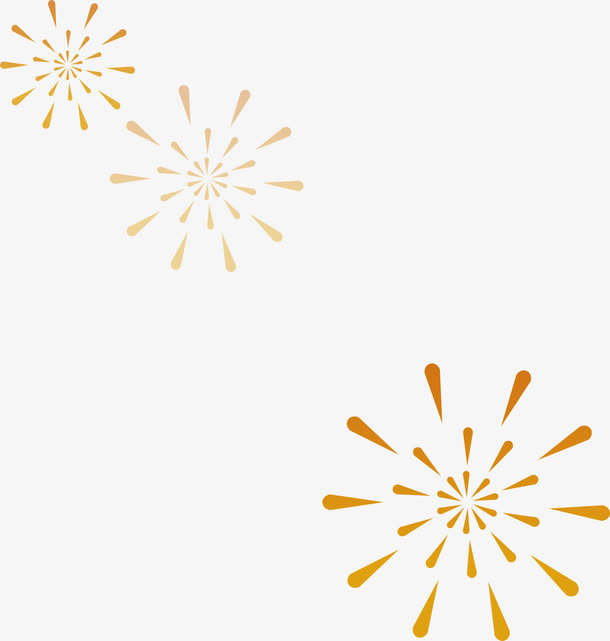 黄色卡通绚丽烟花手绘设计免抠