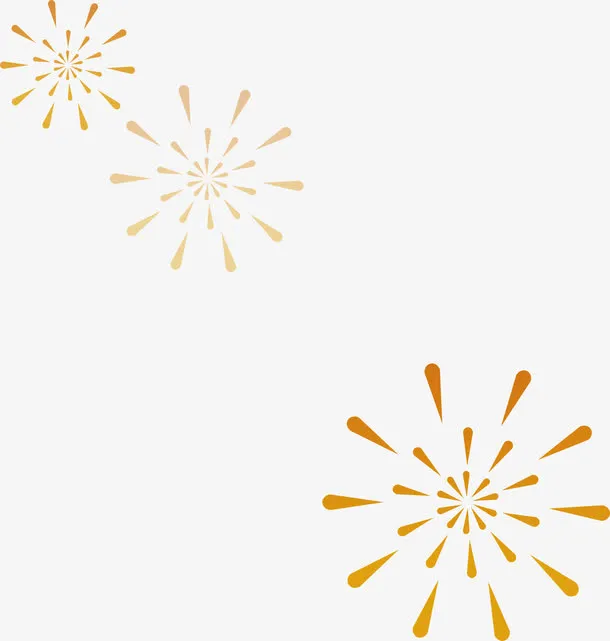 黄色卡通绚丽烟花手绘设计免抠