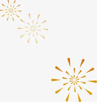 黄色卡通绚丽烟花手绘设计免抠