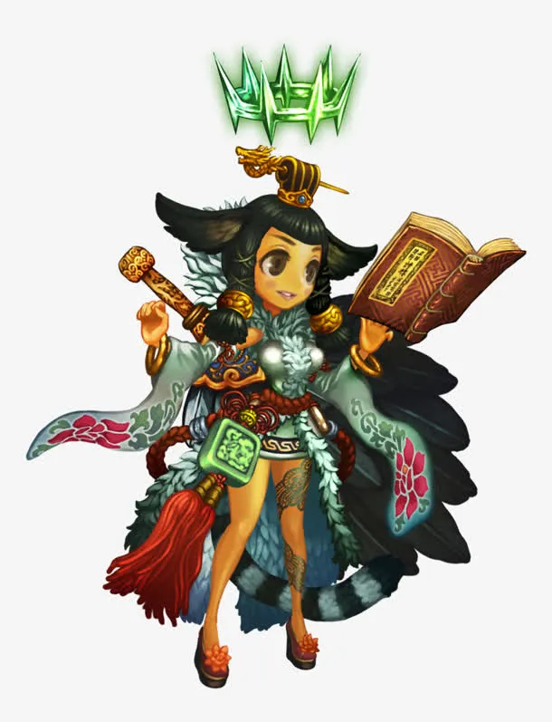 绿色光效游戏女生免抠