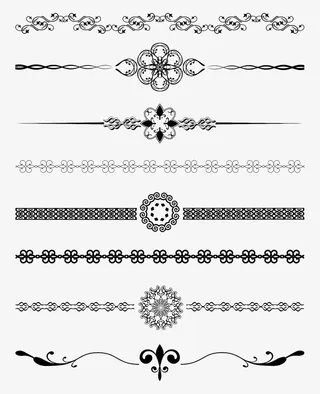 手绘黑色花纹分隔线免抠