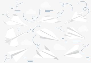 矢量简约白色纸飞机装饰背景