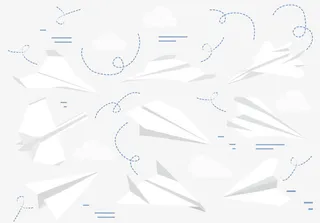 矢量简约白色纸飞机装饰背景