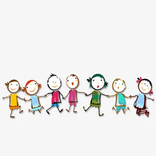 61儿童节一群手拉手的小朋友免抠