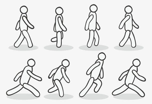 手绘走路的人免抠