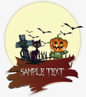 万圣节卡通标签免抠