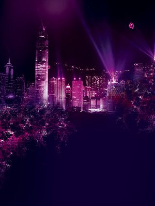 紫色灯光城市海报背景七夕情人节免抠