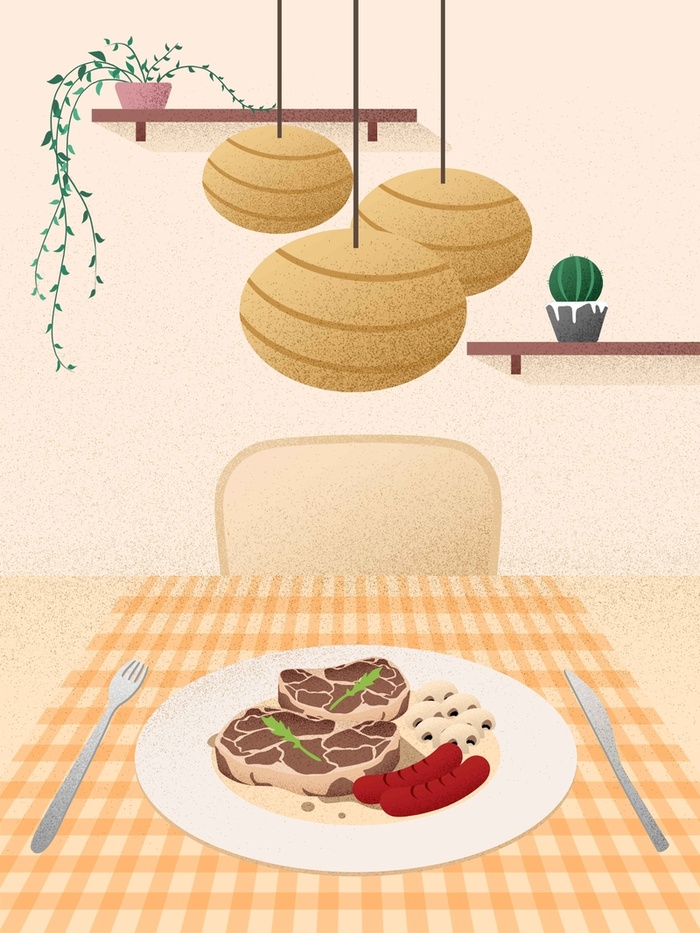 黄色温馨美食原创插画高清