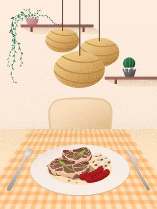 黄色温馨美食原创插画高清