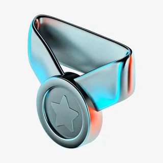 蒸汽波 酸性 奖牌 金属 渐变 橙色免抠