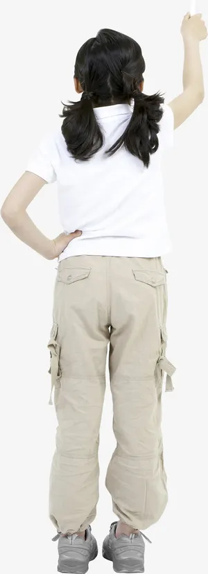 双马尾黑发小女孩背面免抠