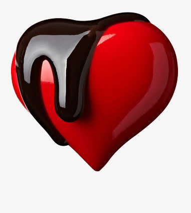 巧克力覆盖在爱心上面免抠