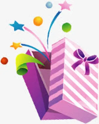紫色条纹卡通惊喜礼盒七夕情人节免抠