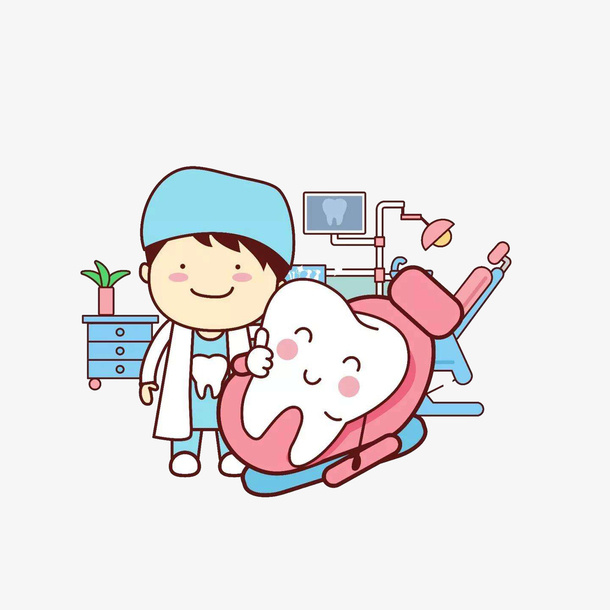 卡通给牙齿问诊的牙医素材免抠