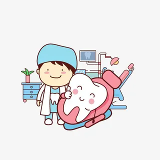 卡通给牙齿问诊的牙医素材免抠
