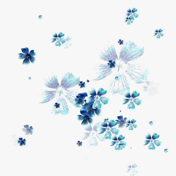 飘落的蓝色花朵免抠
