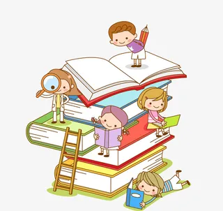 卡通学习主题图书馆广告背景元素