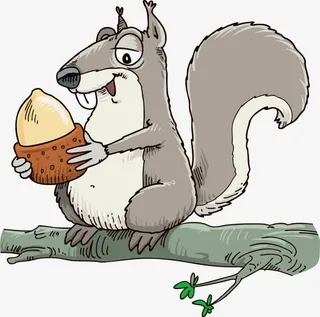 树枝上的矢量松鼠免抠