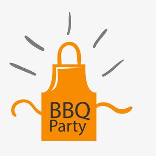 橙色野餐烧烤徽章矢量免抠