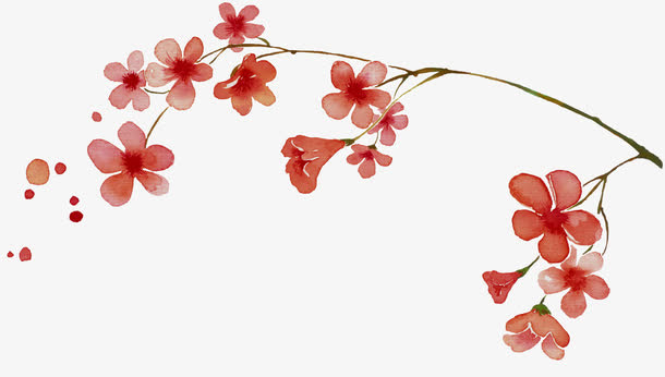 手绘梅花图免抠