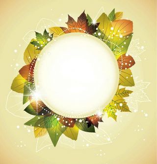 树叶星光圆形边框海报背景素材高清