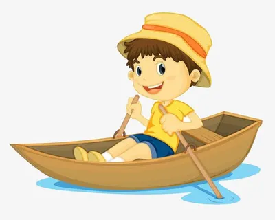 卡通人物划船免抠