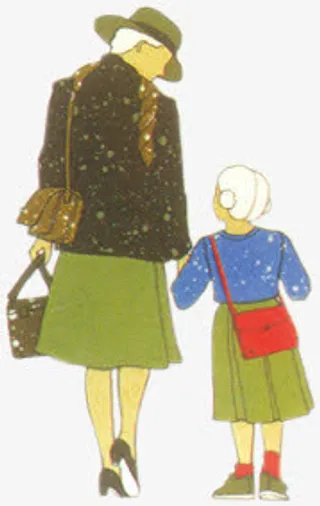 手绘水彩幸福母女免抠