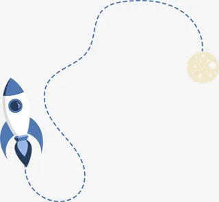 蓝色卡通星球火箭免抠