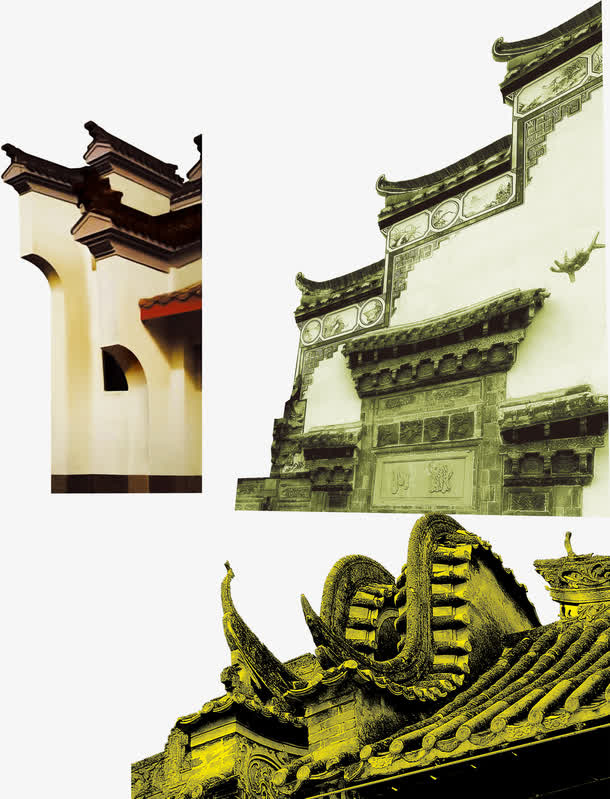 多款青砖屋顶墙角装饰免抠